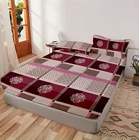 Comfortable Multicoloured Glace Cotton King 1 Bedsheet + 2 Pillowcovers-thumb1