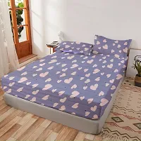 Comfortable Blue Glace Cotton King 1 Bedsheet + 2 Pillowcovers-thumb1