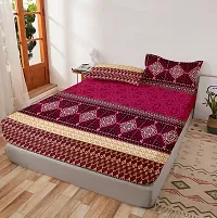 Comfortable Magenta Glace Cotton King 1 Bedsheet + 2 Pillowcovers-thumb1