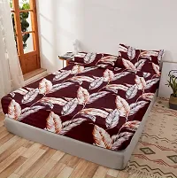 Comfortable Maroon Glace Cotton King 1 Bedsheet + 2 Pillowcovers-thumb1