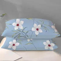 Comfortable Blue Glace Cotton King 1 Bedsheet + 2 Pillowcovers-thumb2