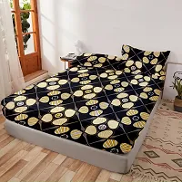 Comfortable Black Glace Cotton King 1 Bedsheet + 2 Pillowcovers-thumb1