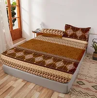 Comfortable Brown Glace Cotton King 1 Bedsheet + 2 Pillowcovers-thumb1