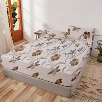 Comfortable Off White Glace Cotton King 1 Bedsheet + 2 Pillowcovers-thumb1