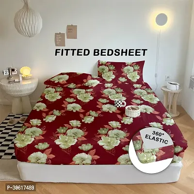 Comfortable Maroon Glace Cotton King 1 Bedsheet + 2 Pillowcovers