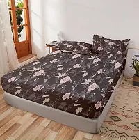 Comfortable Grey Glace Cotton King 1 Bedsheet + 2 Pillowcovers-thumb1