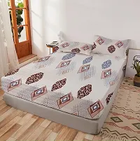 Comfortable Off White Glace Cotton King 1 Bedsheet + 2 Pillowcovers-thumb1