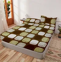 Comfortable Olive Glace Cotton King 1 Bedsheet + 2 Pillowcovers-thumb1