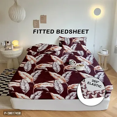 Comfortable Maroon Glace Cotton King 1 Bedsheet + 2 Pillowcovers-thumb0