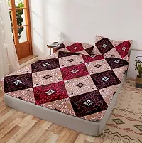 Comfortable Multicoloured Glace Cotton King 1 Bedsheet + 2 Pillowcovers-thumb1