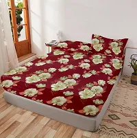 Comfortable Maroon Glace Cotton King 1 Bedsheet + 2 Pillowcovers-thumb1