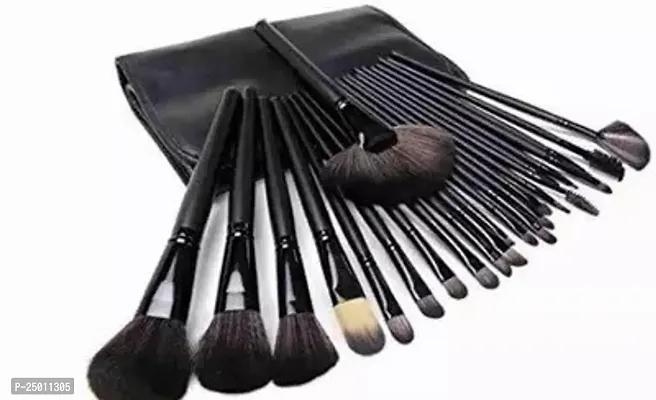 Natural Professional 24 Pc Black Color Makeup Brush Set With Storage Bag-thumb0