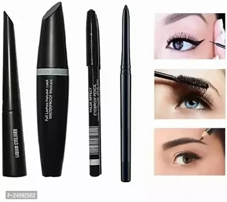 Hitan Perfect Eye Makeup Combo Of Mascara, Liquid Eyeliner, Eyebrow Pencil And Kajal Set Of 4