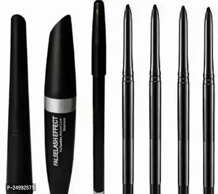 Hitan Combo Of Mascara, Liquid Eyeliner, Eyebrow Pencil And 4 Pc Kajal Set Of 7-thumb0