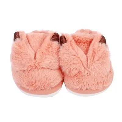 Mocy Cat Ear Design Slippers For Baby Kids-Peach