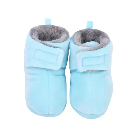 Mocy Plain Soft  Comfortable Booties Footwear For Tiny Baby-Sky Blue