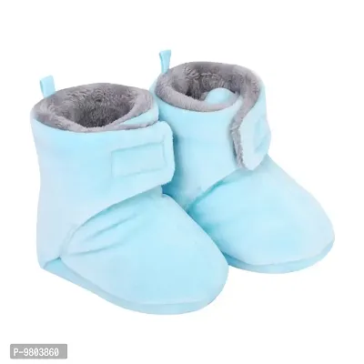 Mocy Plain Soft  Comfortable Booties Footwear For Tiny Baby-Sky Blue-thumb4