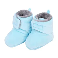 Mocy Plain Soft  Comfortable Booties Footwear For Tiny Baby-Sky Blue-thumb2