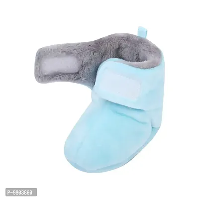 Mocy Plain Soft  Comfortable Booties Footwear For Tiny Baby-Sky Blue-thumb5