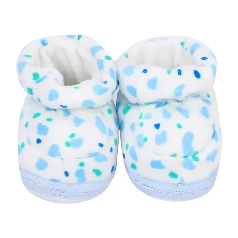 Mocy Polka Printed Soft  Comfortable Booties Footwear For New Born Baby-White  Blue