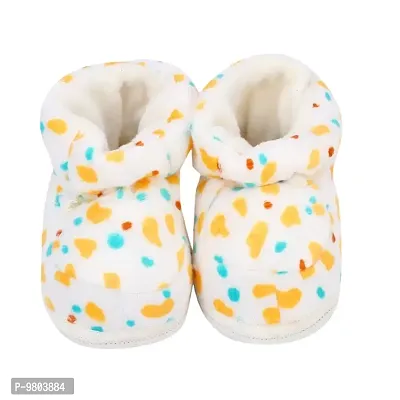 Mocy Polka Printed Soft  Comfortable Booties Footwear For New Born Baby-White  Yellow-thumb0
