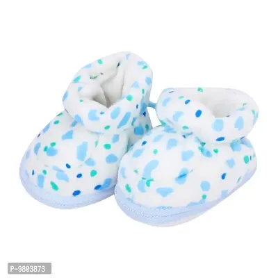 Mocy Polka Printed Soft  Comfortable Booties Footwear For New Born Baby-White  Blue-thumb2