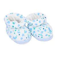 Mocy Polka Printed Soft  Comfortable Booties Footwear For New Born Baby-White  Blue-thumb2