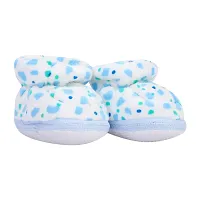 Mocy Polka Printed Soft  Comfortable Booties Footwear For New Born Baby-White  Blue-thumb3