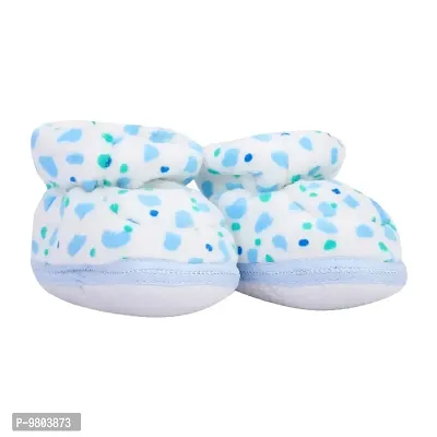 Mocy Polka Printed Soft  Comfortable Booties Footwear For New Born Baby-White  Blue-thumb4