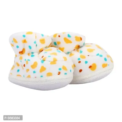 Mocy Polka Printed Soft  Comfortable Booties Footwear For New Born Baby-White  Yellow-thumb2