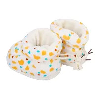 Mocy Polka Printed Soft  Comfortable Booties Footwear For New Born Baby-White  Yellow-thumb3