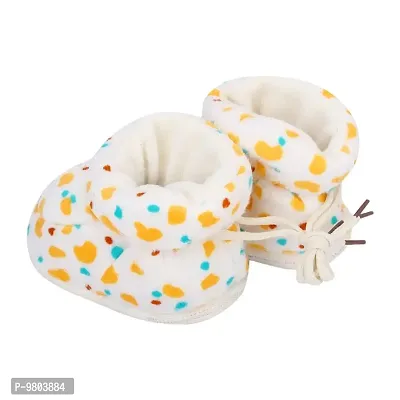 Mocy Polka Printed Soft  Comfortable Booties Footwear For New Born Baby-White  Yellow-thumb4