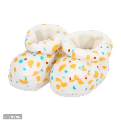 Mocy Polka Printed Soft  Comfortable Booties Footwear For New Born Baby-White  Yellow-thumb5