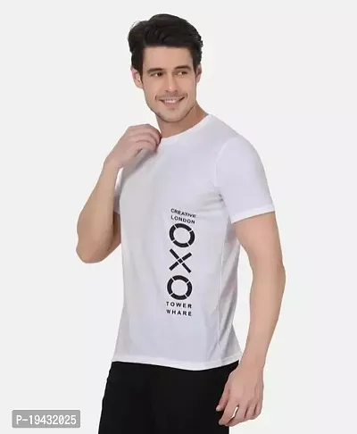 Stylish White Cotton Blend Tshirt For Men