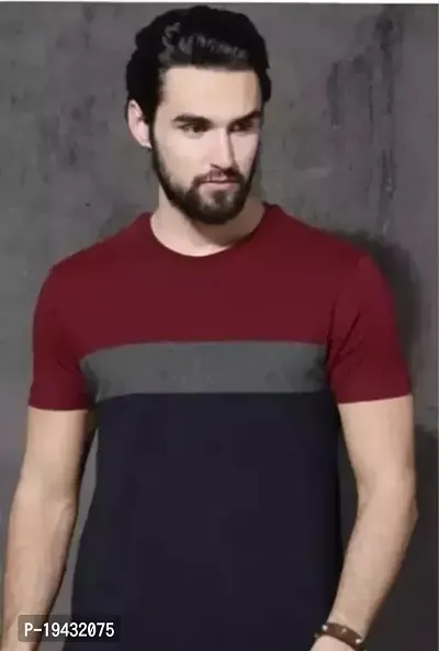 Stylish Maroon Cotton Blend Tshirt For Men-thumb0