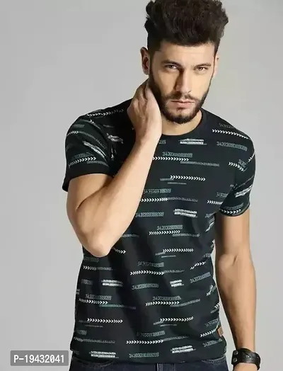 Stylish Black Cotton Blend Tshirt For Men