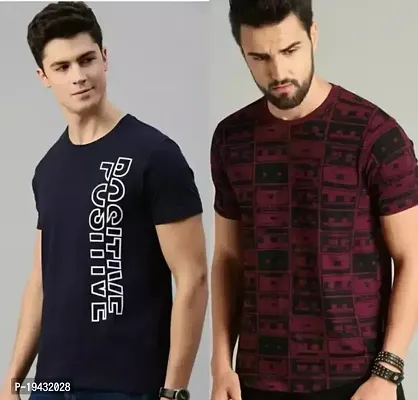 Stylish Multicoloured Cotton Blend Tshirt For Men-thumb0