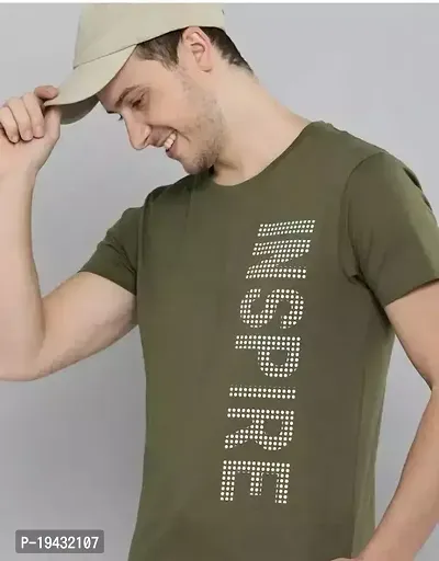 Stylish Green Cotton Blend Tshirt For Men