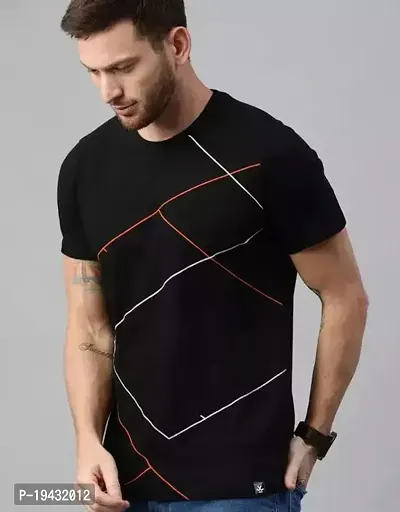 Stylish Black Cotton Blend Tshirt For Men