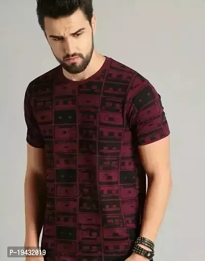 Stylish Maroon Cotton Blend Tshirt For Men-thumb0