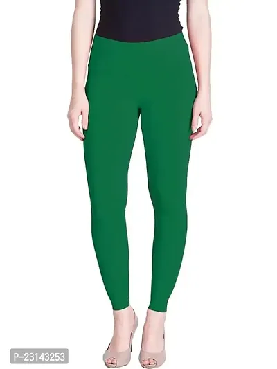 Fabulous Green Cotton Solid Leggings For Women-thumb0