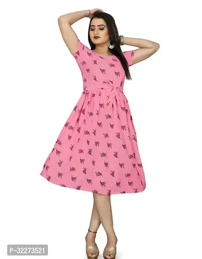 Stylish Crepe Printed Dress for Women