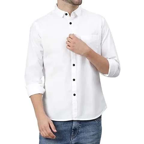 Dennis Lingo Men's Solid Slim Fit Satin Lycra Casual Shirt with Concealed Button Down & Full Sleeves