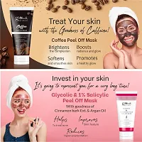 Natural Brightening  Anti Acne Peel Off Mask Combo For Women - Coffee Peel Off Mask  Glycolic  1% Salicylic Acid Peel Off Mask- Set Of 2-thumb1