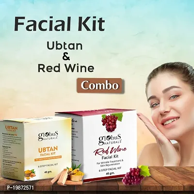 Natural Facial Kit Combo-Skin Lightening Ubtan  Wrinkle Control Red Wine Facial Kit, For All Skin Types-thumb2