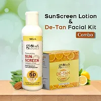 Natural Moisturizing Sunscreen Lotion  De-Tan Facial Kit Combo, Tan Removal Formula, For All Skin Types-thumb1