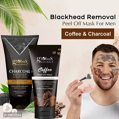 Natural Blackhead Removal Peel Off Mask Combo For Men, Coffee  Charcoal Peel Off Mask, Set Of 2-thumb2