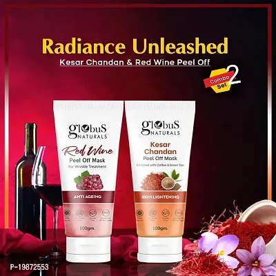 Natural Radiance  Glow Peel Off Mask Combo - Kesar Chandan  Red Wine Peel Off Mask, 100 Gm, Set Of 2-thumb2