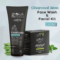 Natural Charcoal Men Face Wash  Facial Kit Combo, Anti Pollution Formula, For Normal To Oily Skin-thumb1