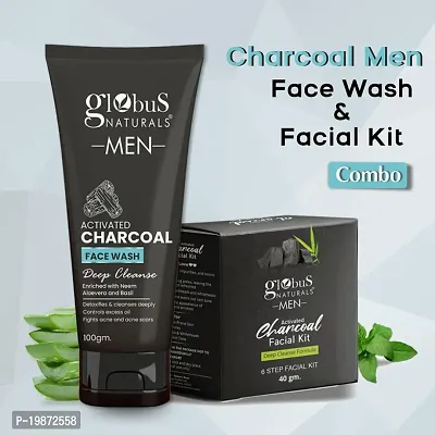 Natural Charcoal Men Face Wash  Facial Kit Combo, Anti Pollution Formula, For Normal To Oily Skin-thumb2